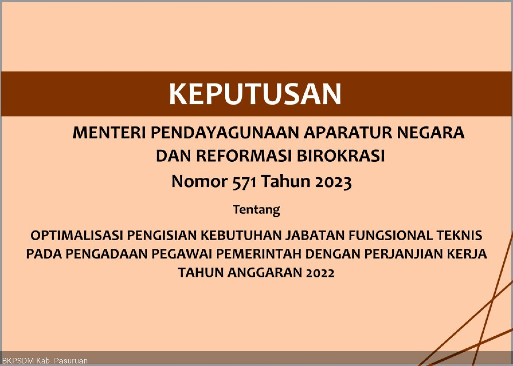 Kepmenpan 571 Tahun 2023 tentang Optimalisasi Pengisian Kebutuhan JF Teknis pada Pengadaan PPPK TA 2022