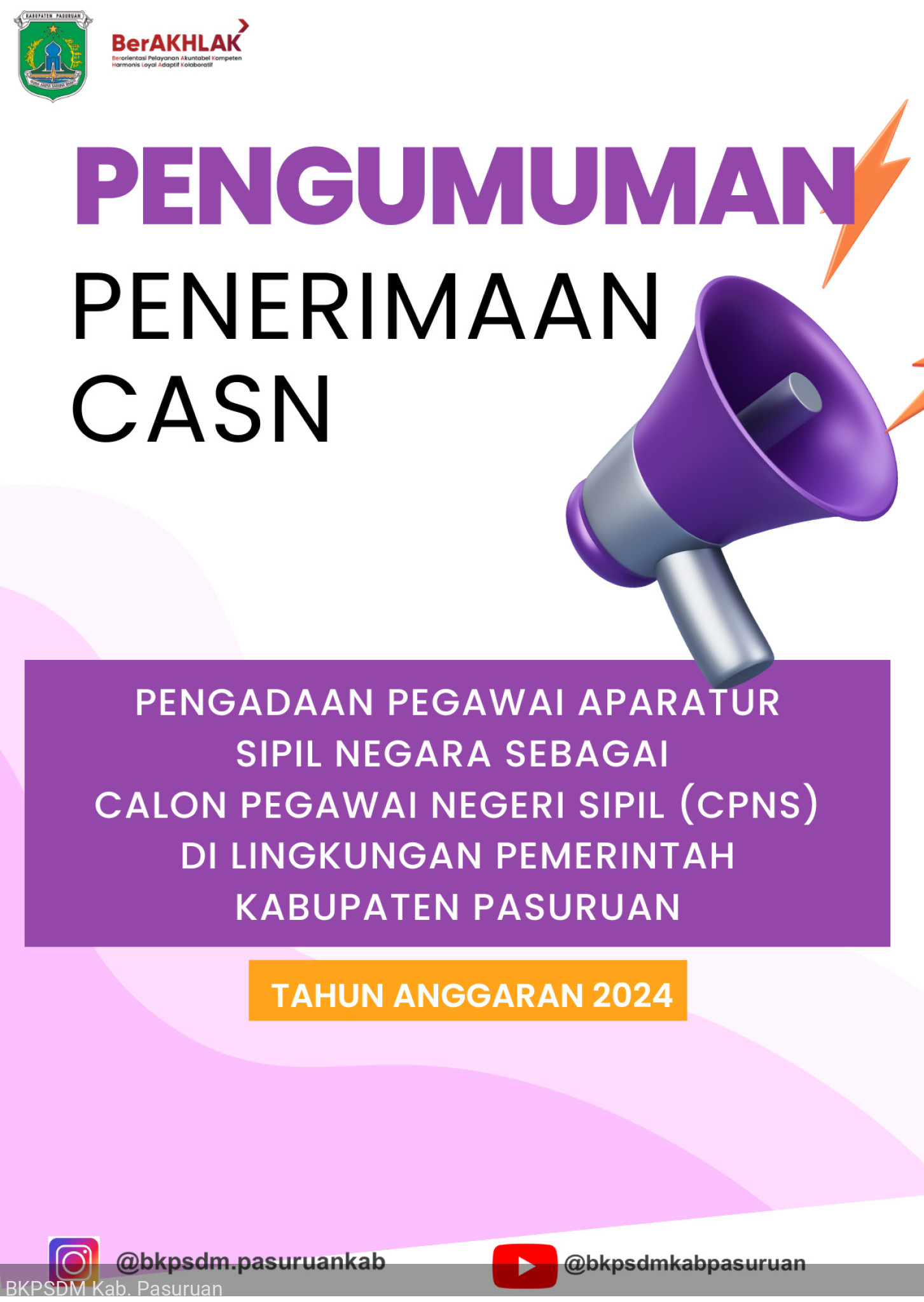 PENERIMAAN PENGADAAN PEGAWAI APARATUR SIPIL NEGARA SEBAGAI CALON PEGAWAI NEGERI SIPIL (CPNS) DI LINGKUNGAN PEMERINTAH KABUPATEN PASURUAN TAHUN ANGGARAN 2024