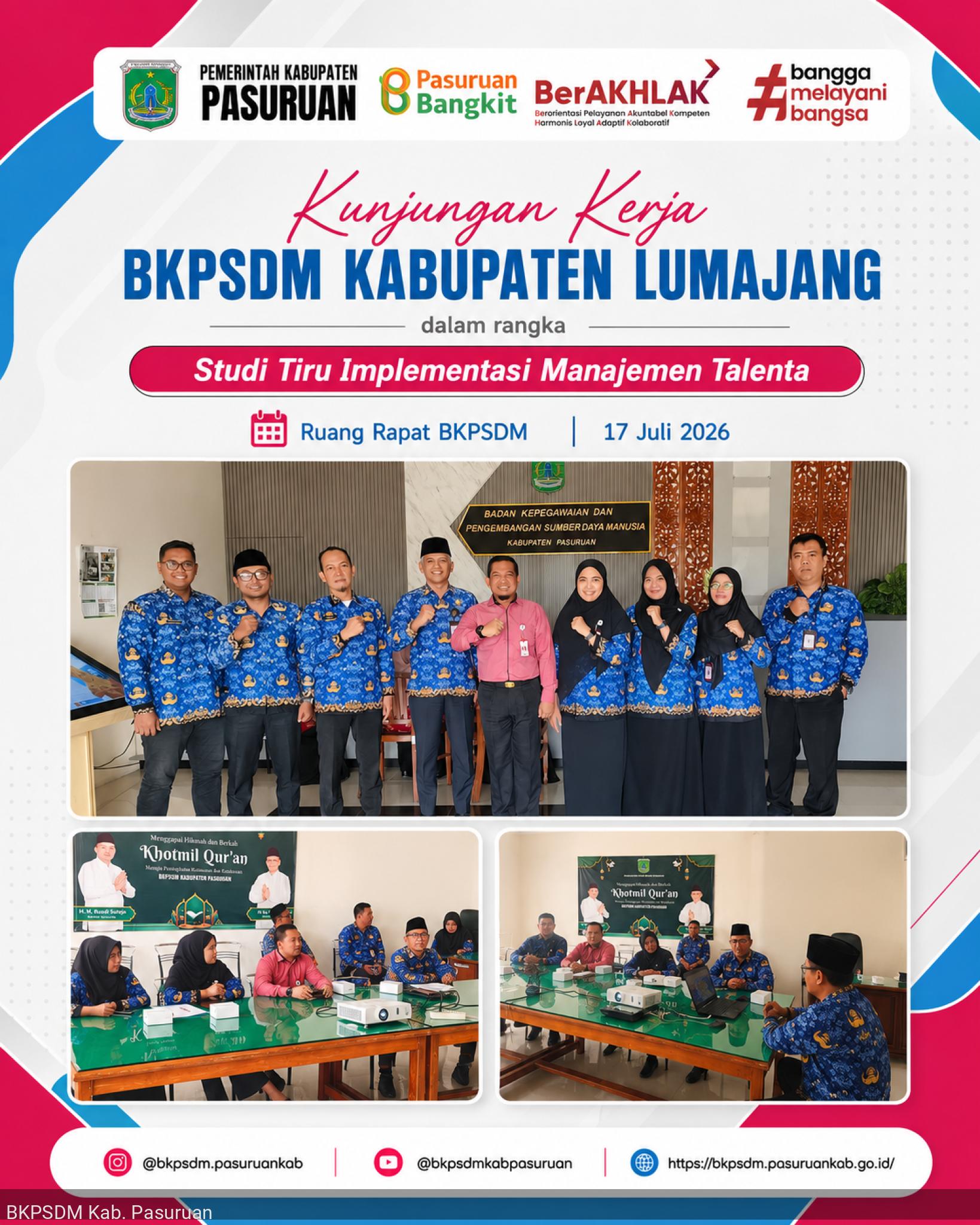 BKPSDM Kabupaten Pasuruan Terima Kunjungan Studi Tiru BKPSDM Kabupaten Lumajang Bahas Manajemen Talenta